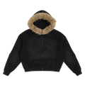 Sun Fade Boxy Detachable Fur Hoodie