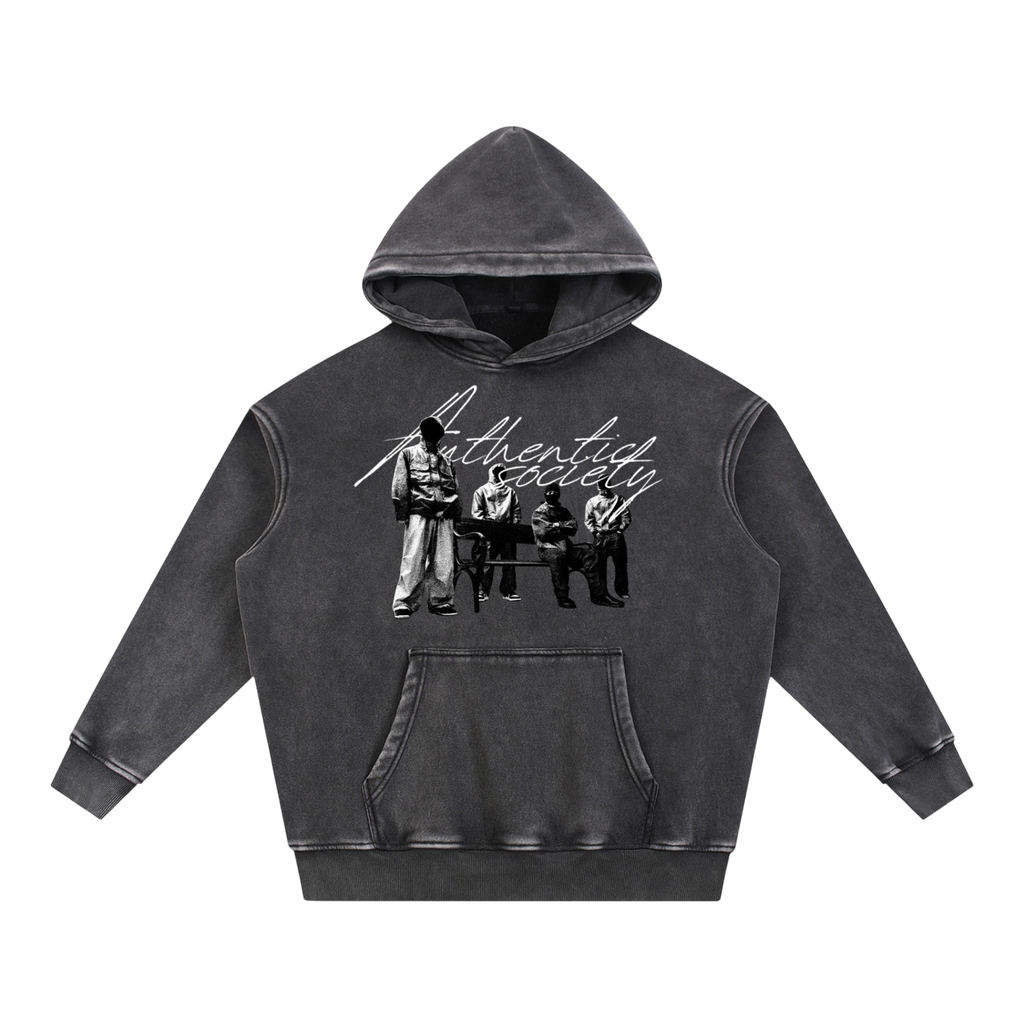"Authentic Society" Snow Washed Hoodie