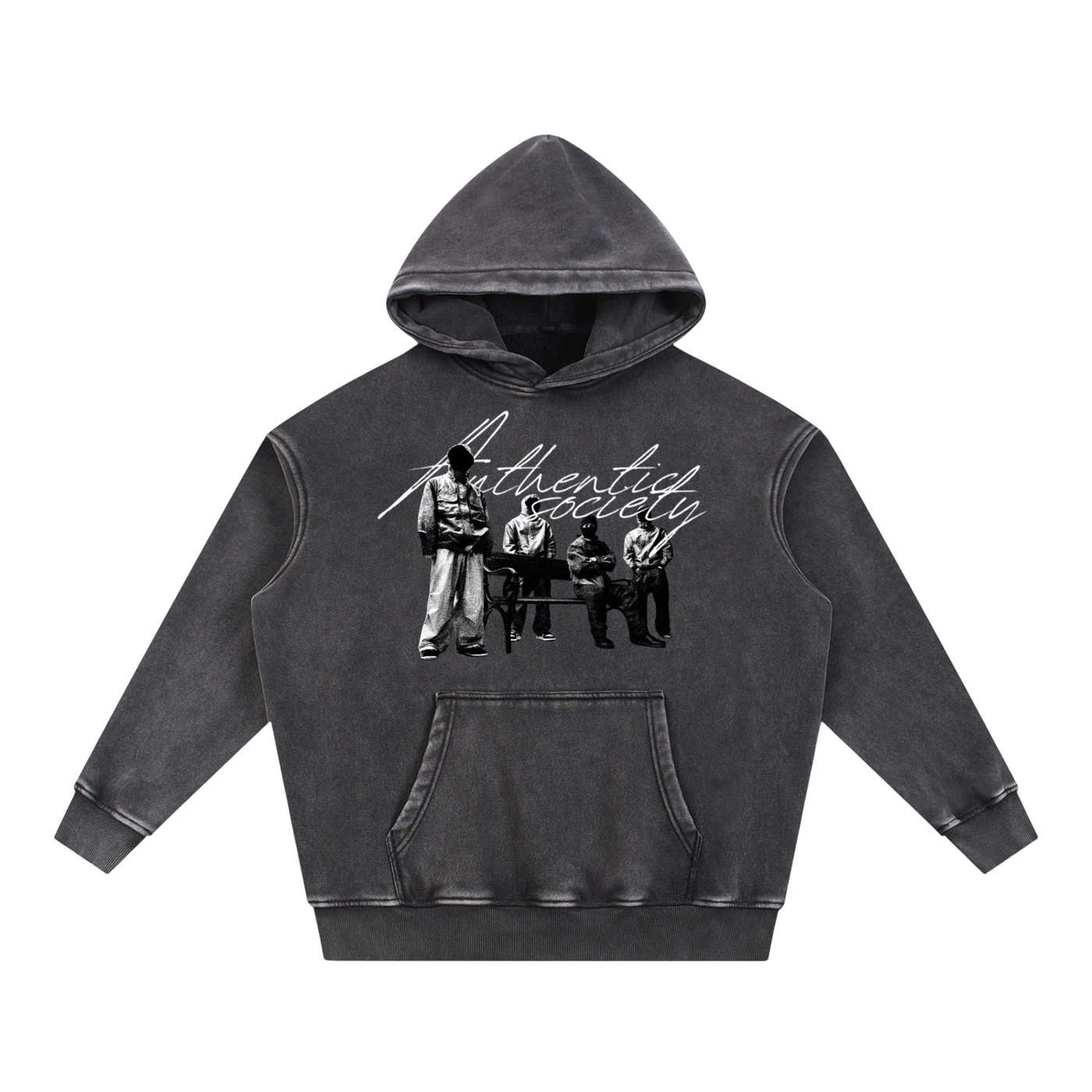 "Authentic Society" Snow Washed Hoodie