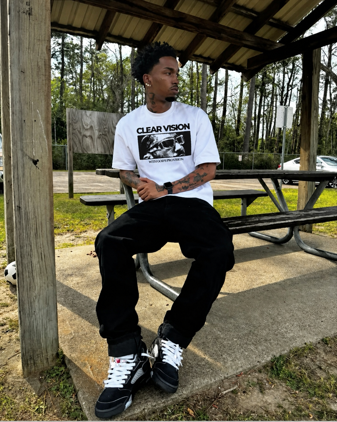 "Clear Vision With gods Provision" Boxy Sized Tee