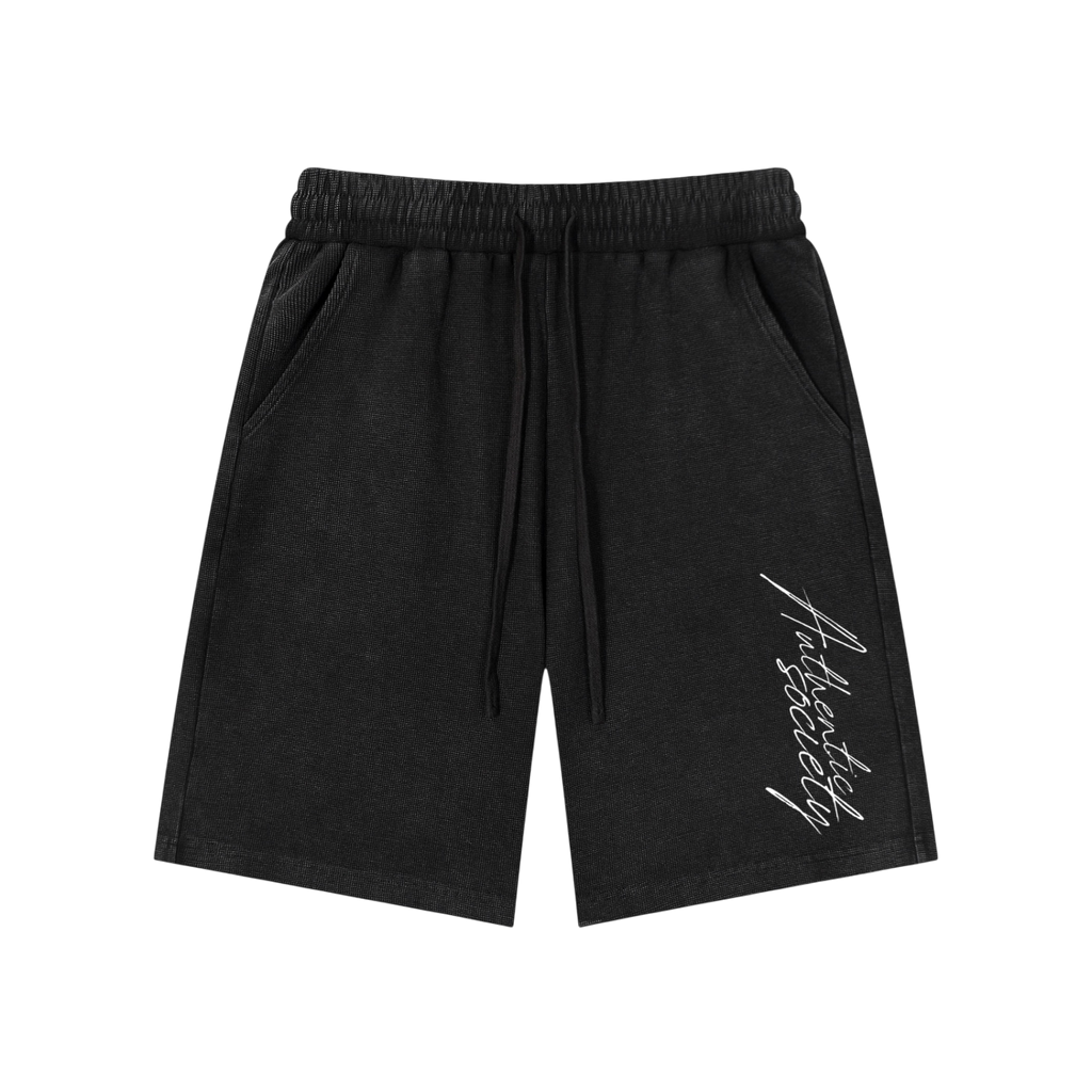 Waffle Knit "Authentic Society" Shorts